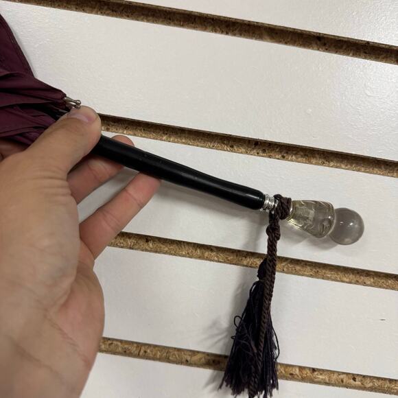 Vintage 1960's? Burgundy Umbrella W/ Lucite? Handle  Made In USA Acetate - 33” - Picture 6 of 6